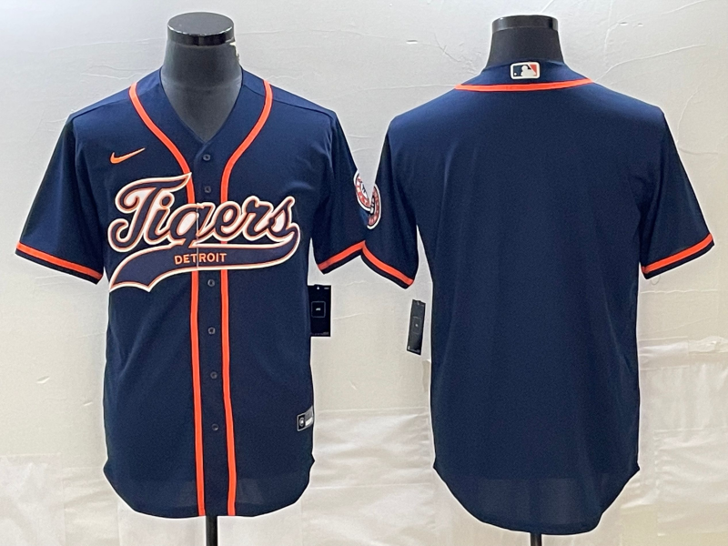 Men's Detroit Tigers Navy Blank Jersey Joint Edition